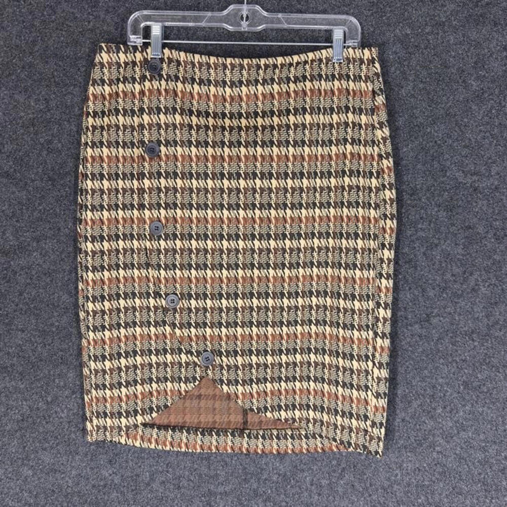 Soho Skirt Women L Large Brown Plaid A-Line Midi Button Mid Rise Casual